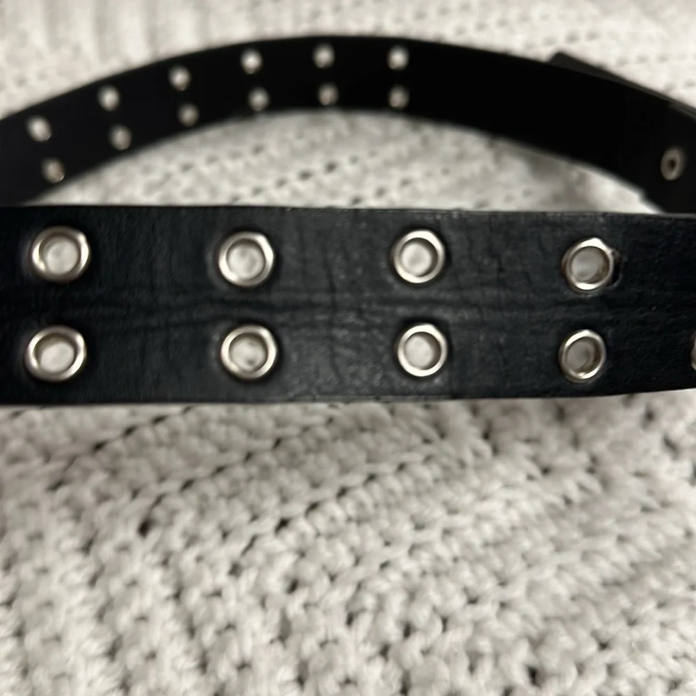 Super cool faux leather Black & Silver double buckle Goth belt, Perfect for TEEN